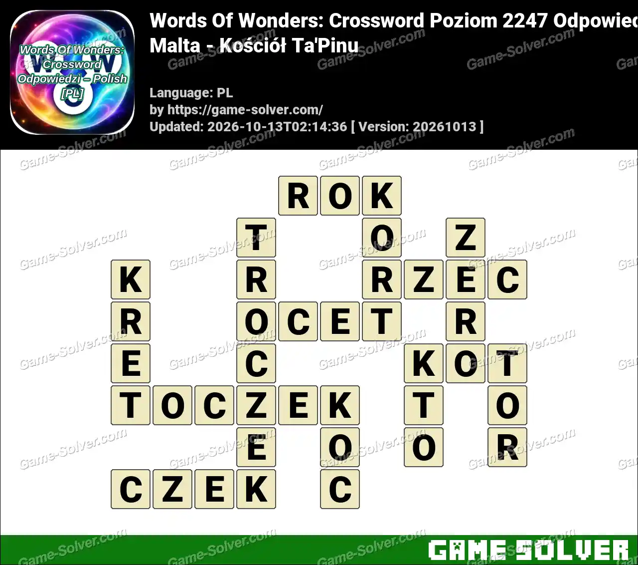 Words Of Wonders: Crossword Poziom 2247 Odpowiedzi – Malta – Kościół Ta’Pinu